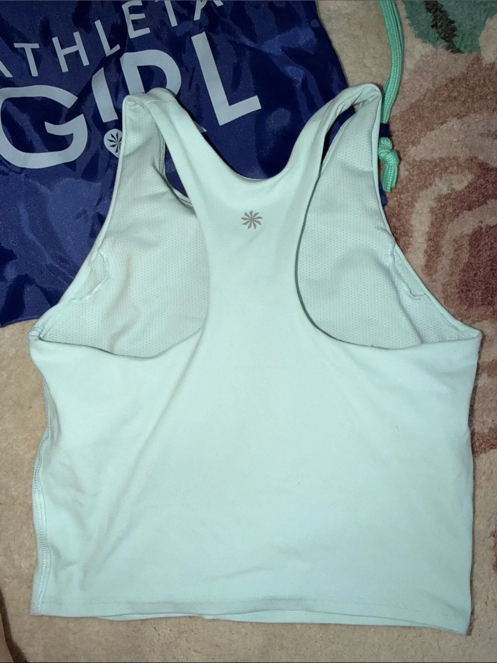 Athleta Girl Mint Racerback Crop Tank and Drawstring Backpack